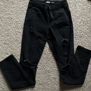 Old Navy pop icon mid rise skinny ripped black jeans